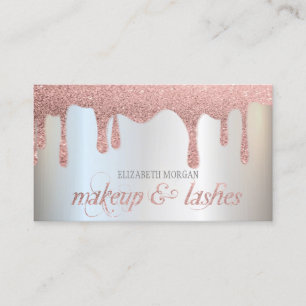 Silver Glitter Drops Elegant Professional Modern Business Card