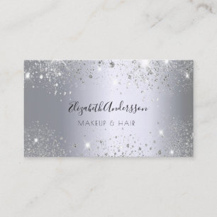 Silver glitter dust metal makeup hair beauty business card