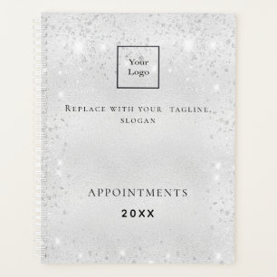Silver glitter dust QR code business logo 2025 Planner