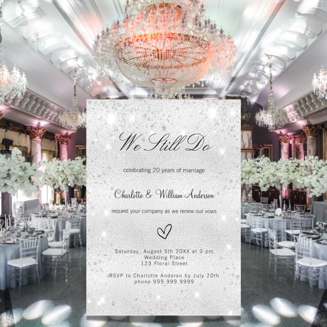Silver glitter elegant vow renewal wedding invitation (Creator Uploaded)