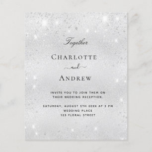 Silver glitter elegant wedding budget invitation flyer