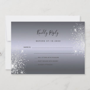 Silver glitter elegant wedding RSVP