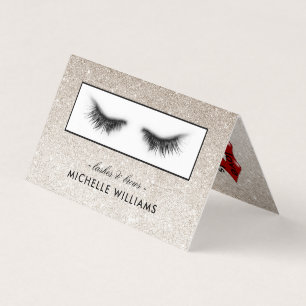 Silver Glitter Eyelashes AfterCare Referral Business Card