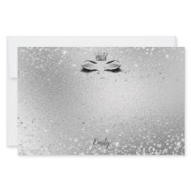 Silver Glitter Eyes Matching Stationery