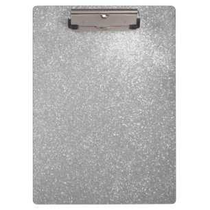 Silver glitter faux sparkly glimmers clipboard