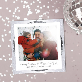  Silver Glitter Festive Winter Family Holiday Card