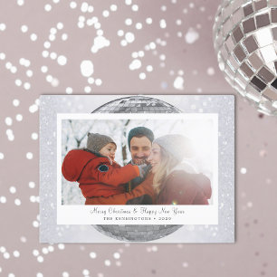 Silver Glitter Festive Winter Family Holiday Card
