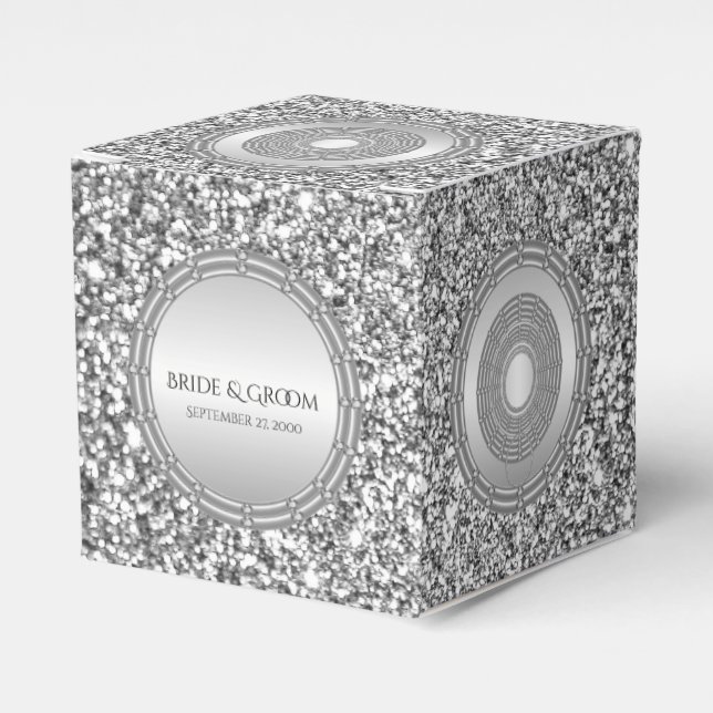 Silver Glitter Frame Favour Box (Front Side)