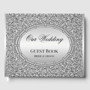 Silver Glitter Frame Guest Book