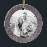 Silver Glitter Frame Holiday Christmas Ornament<br><div class="desc">A modern frame of faux silver glitter sparkles and shines on this custom Christmas ornament featuring your personal photo on one side and easily customised template text on the back. Commemorate the year with this personalised ornament or give to family as a unique holiday keepsake.</div>