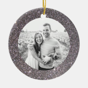 Silver Glitter Frame Holiday Christmas Ornament