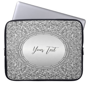 Silver Glitter Frame Laptop Sleeve