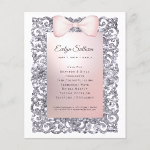 Silver glitter frame pink bow flyer