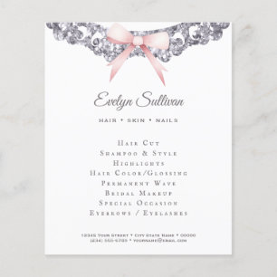 Silver glitter frame pink bow flyer