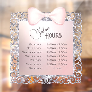Silver Glitter Frame Pink Bow Opening Hours