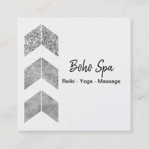 Silver Glitter Geometric Boho Square Business Card