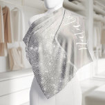 Silver Glitter Glam Bling Personalised Metallic Bandana<br><div class="desc">Easily personalise these silver brushed metal and glamourous faux glitter patterned bandanna with your own custom name.</div>