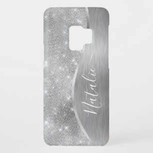 Silver Glitter Glam Bling Personalised Metallic Case-Mate Samsung Galaxy S9 Case