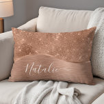 Silver Glitter Glam Bling Personalised Metallic Decorative Cushion<br><div class="desc">Easily personalise this rose gold brushed metal and glamourous faux glitter patterned accent pillow with your own custom name.</div>