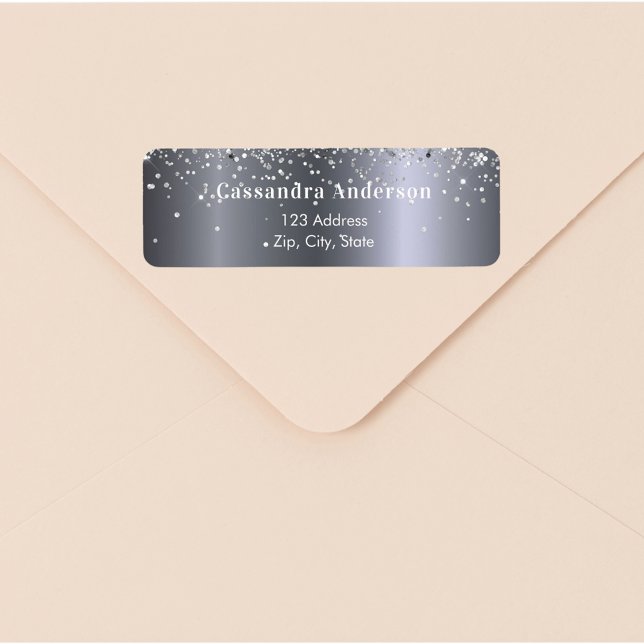Silver glitter glamourous return address (Creator Uploaded)