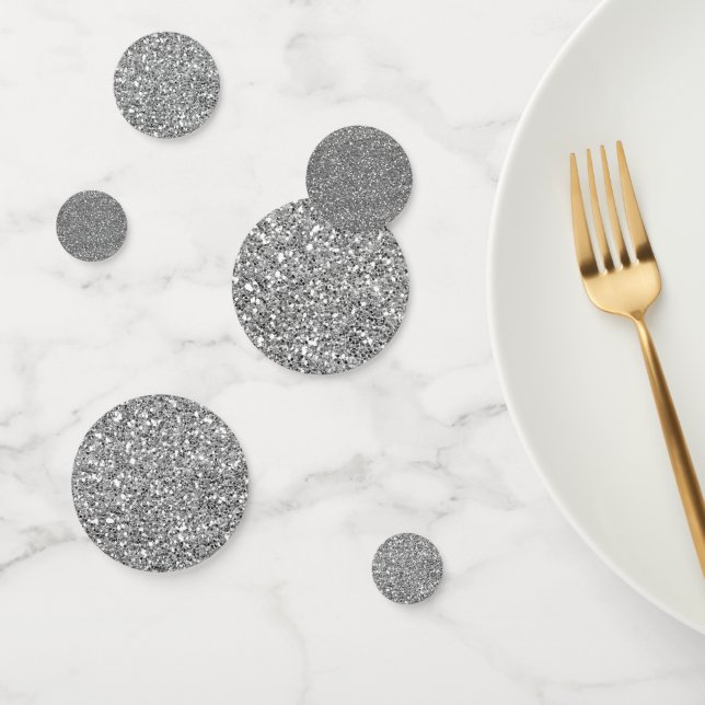 Silver Glitter Glitzy Sparkle Glam Birthday Party Confetti (Group)