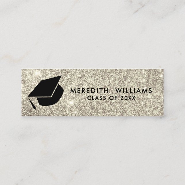 Silver Glitter Grad Cap Graduation Insert (Front)