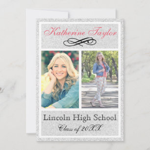 Silver Glitter - Graduation Announcement
