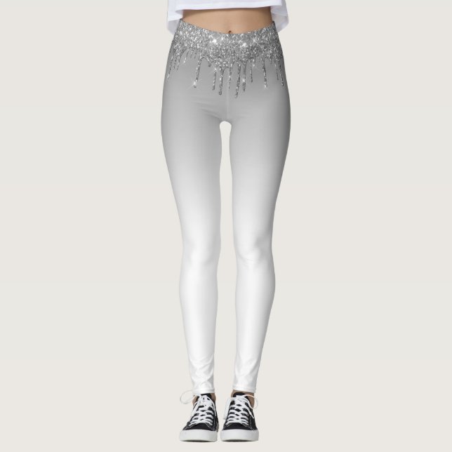 silver glitter grey and white leggings (Front)