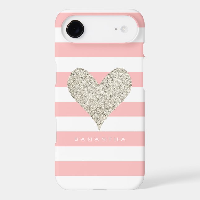 Silver Glitter Heart Case-Mate iPhone Case (Back)