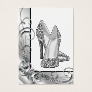 Silver Glitter High Heel Shoe