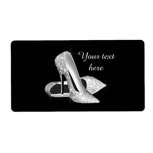 Silver Glitter High Heel Shoe Wine Bottle (Front)