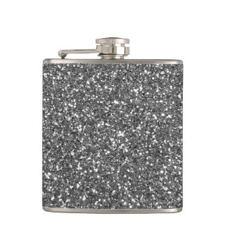 Silver Glitter Hip Flask