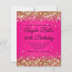 Silver Glitter Hot Pink Ombre Fancy Monogram 40th