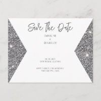 Silver Glitter Image Modern Font Save the Date