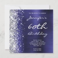 Silver Glitter Indigo Blue Foil 60th Birthday