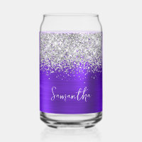 Silver Glitter Indigo Violet Glam Name