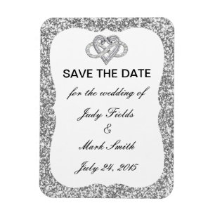 Silver Glitter Infinity Heart Save The Date Magnet
