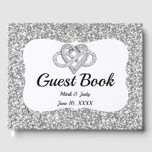 Silver Glitter Infinity Heart Wedding Guestbook