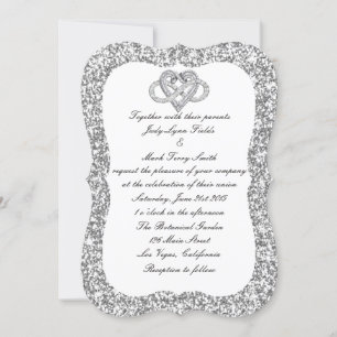 Silver Glitter Infinity Heart Wedding Invitation