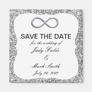 Silver Glitter Infinity Save The Date Magnet