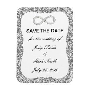 Silver Glitter Infinity Save The Date Magnet