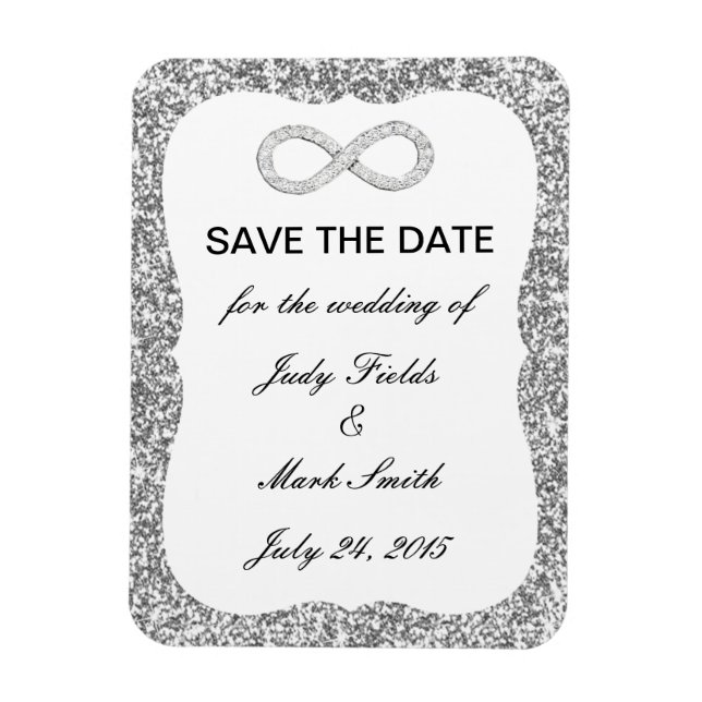 Silver Glitter Infinity Save The Date Magnet (Vertical)