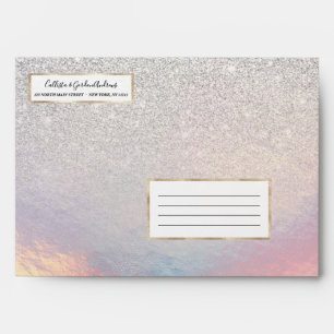 Silver Glitter Iridescent Holographic Gradient Envelope