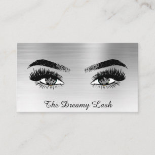 *~* SILVER Glitter Lashes QR Brows Extensions Business Card