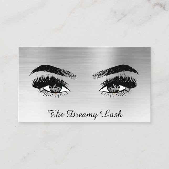 *~* SILVER Glitter Lashes QR Brows Extensions Business Card (Front)