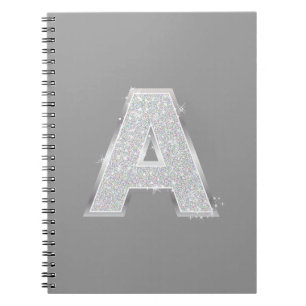 Silver Glitter Letter A Notebook