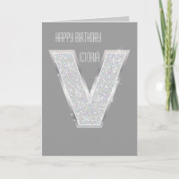 Silver Glitter Letter V