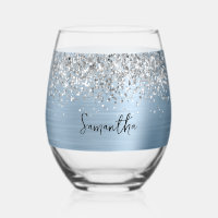 Silver Glitter Light Blue Glam Name
