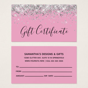 Silver Glitter Light Pink Gift Certificate