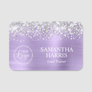 Silver Glitter Light Purple Foil White Logo Title Name Tag